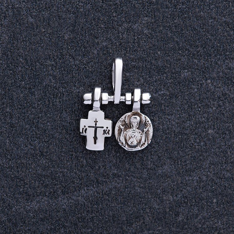 Золотая подвеска c крестиком и ладанкой п03791 от ювелирного магазина Оникс - 4