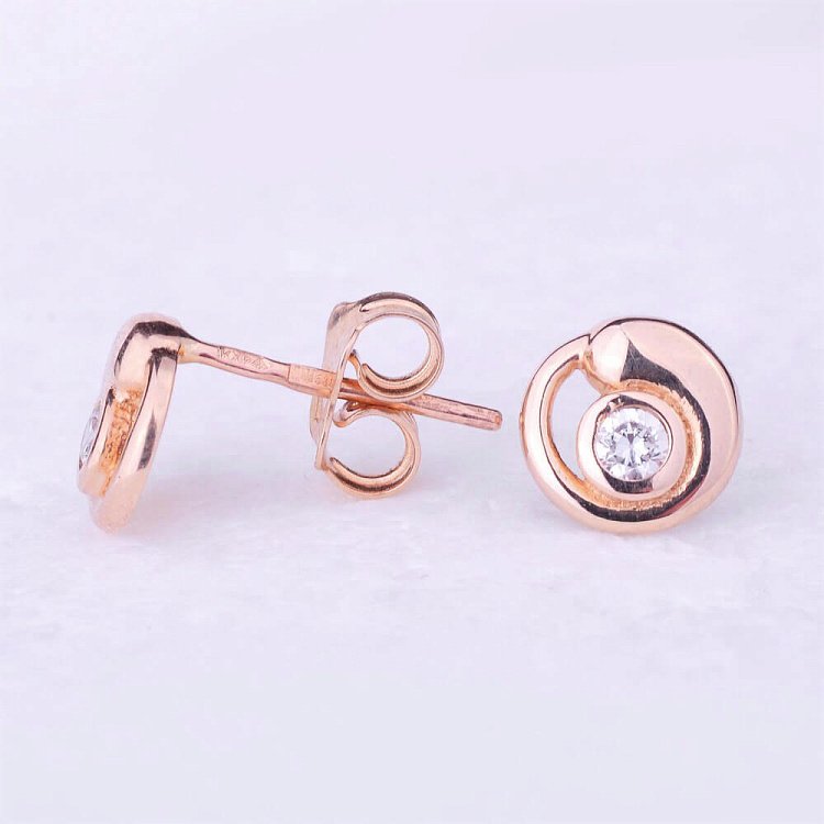 Золоті сережки-пусети з фіанітами (7мм) с02383 від ювелірного магазину Онікс