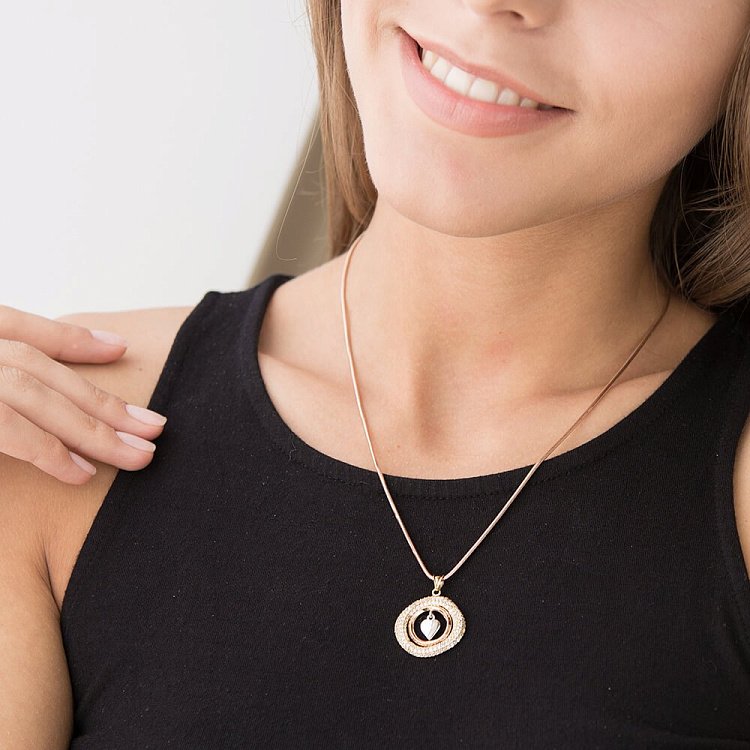 Золота підвіска з серцем (фіаніти) п02208 від ювелірного магазину Онікс