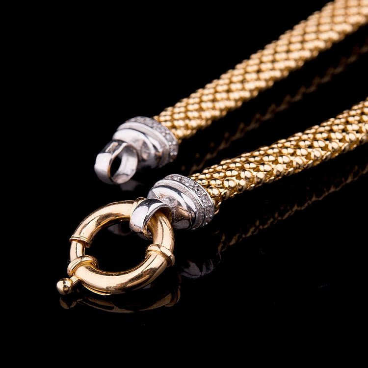 Эксклюзивное золотое колье с фианитами(45 см) кол00565 от ювелирного магазина Оникс - 4