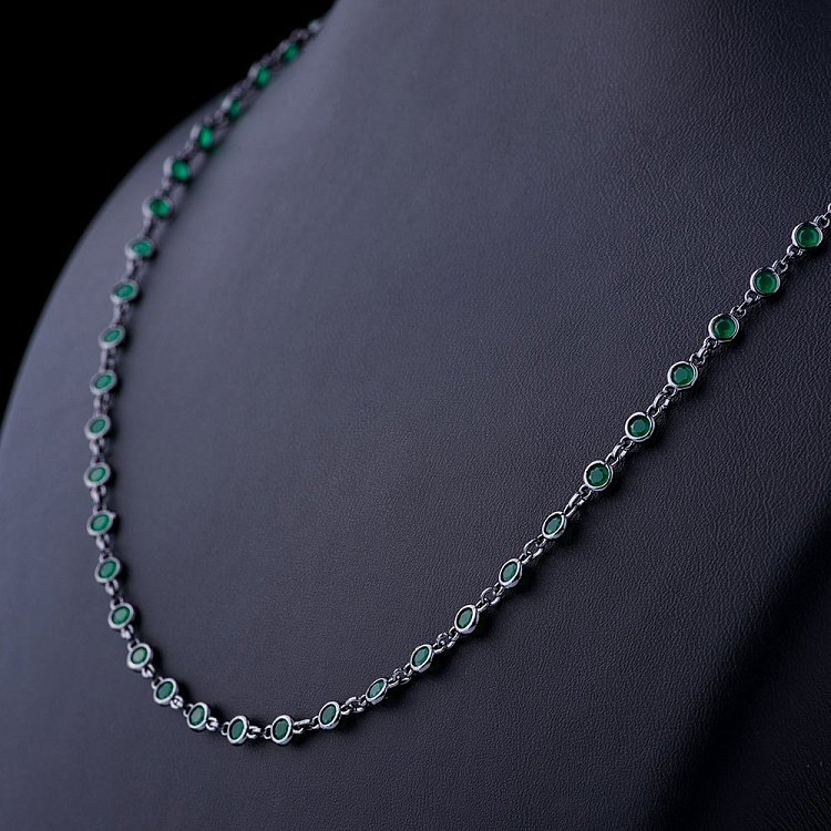 Серебряное колье с агатом 18493 от ювелирного магазина Оникс - 1