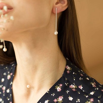 Срібні сережки "Грація" (штуч. перли) 122619 №7