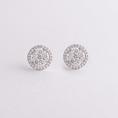 Золотые серьги - пусеты с бриллиантами сб0616cha