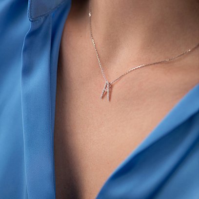 Золоте кольє з літерою "А" з діамантами 133651121 №5