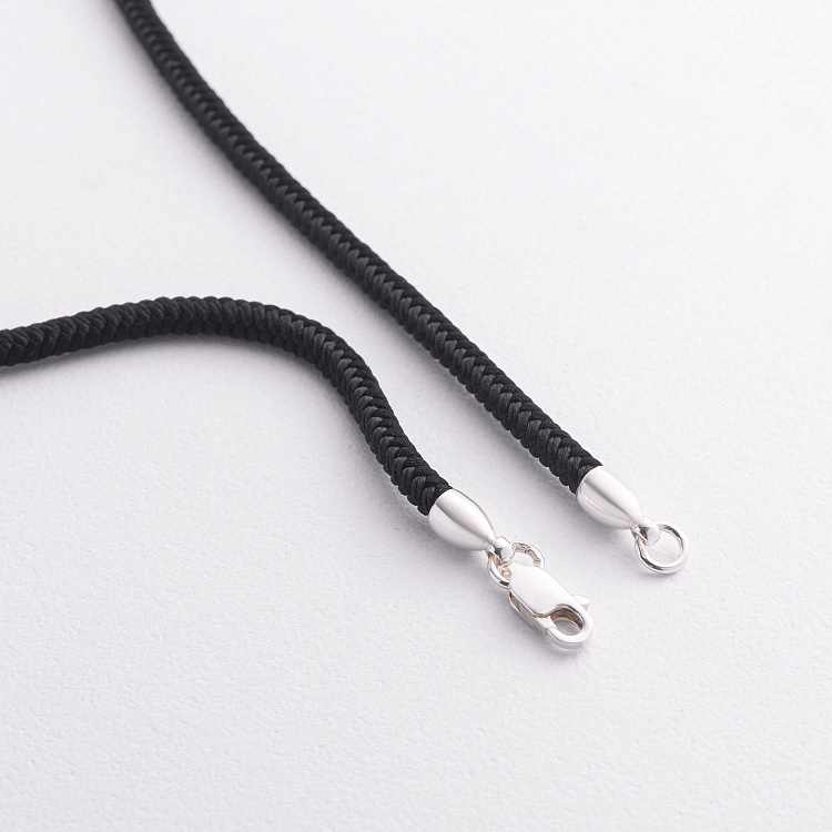 Шелковый шнурок с серебряной застежкой 18718 от ювелирного магазина Оникс - 2