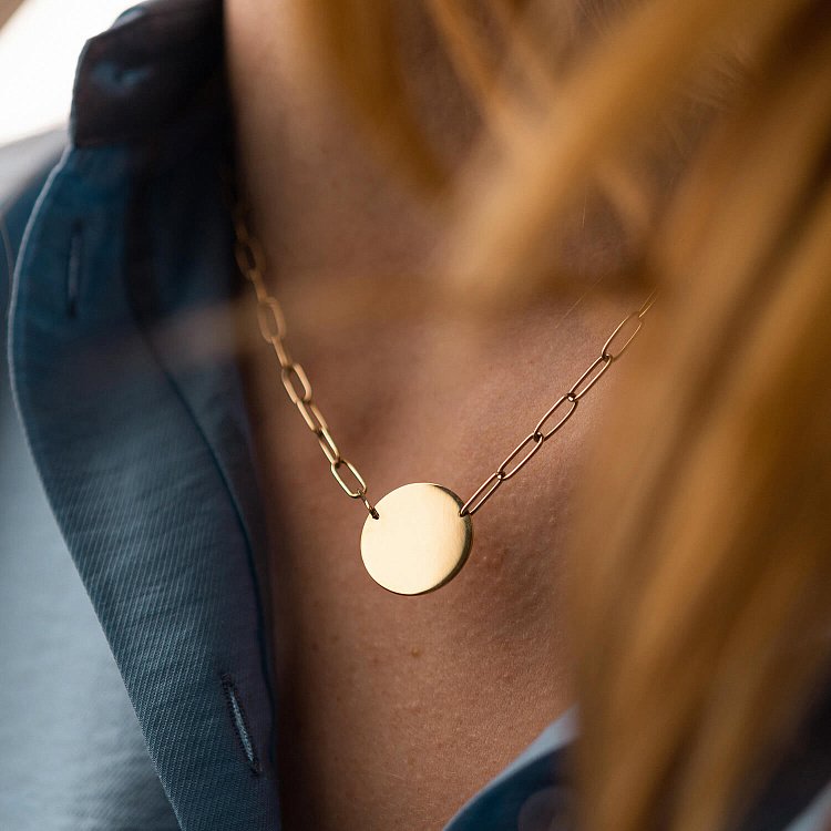 Кольє з монеткою для гравіювання (жовте золото) кол02394 від ювелірного магазину Онікс - 11