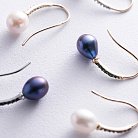 Золоті сережки - петельки "Олівія" з перлами і фіанітами с08513 от ювелирного магазина Оникс - 3