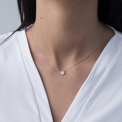 Срібне кольє "Сердечко" (фіаніт) 18838 №4