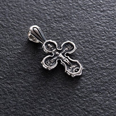 Серебряный крест "Распятие. Спаси и сохрани" 133007 №4