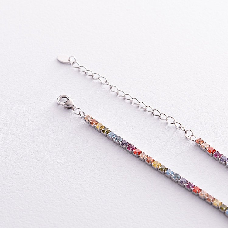Срібне кольє "Різнокольорове" з фіанітами 181262 від ювелірного магазину Онікс - 7