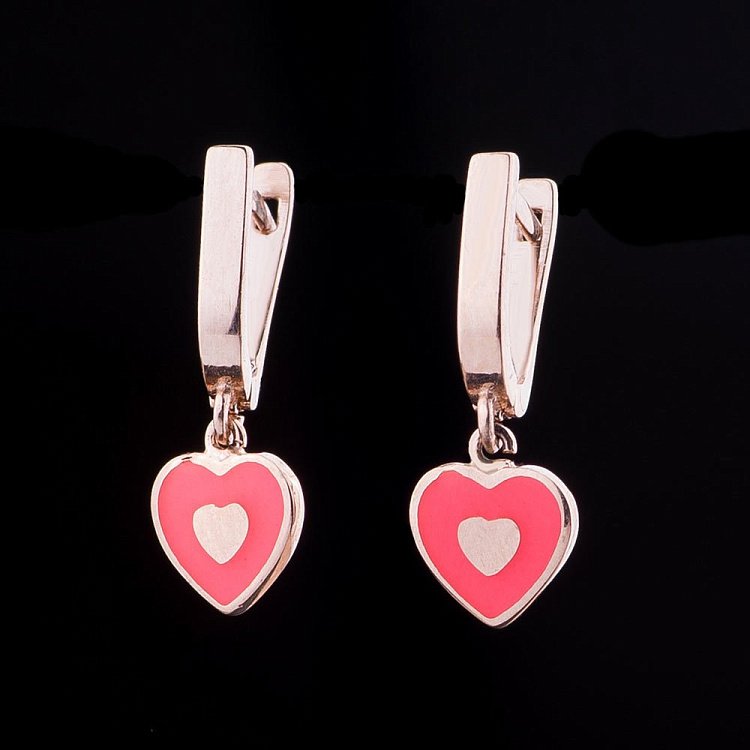 Золотые сережки "Сердечки" с04792р от ювелирного магазина Оникс - 1