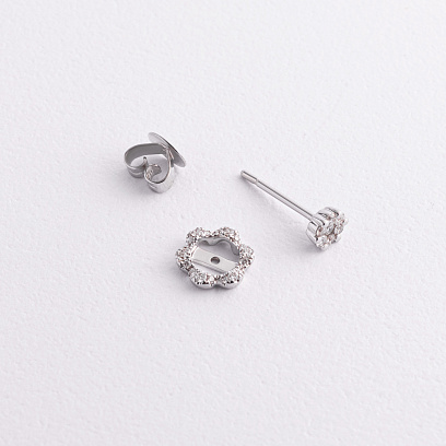 Золоті сережки - пусети "Квіточки" 2 в 1 з діамантами сб0638ca №2