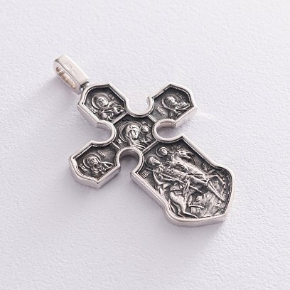 Серебряный крест "Распятие. Казанская икона Божией Матери с предстоящими святыми" 13537 №5