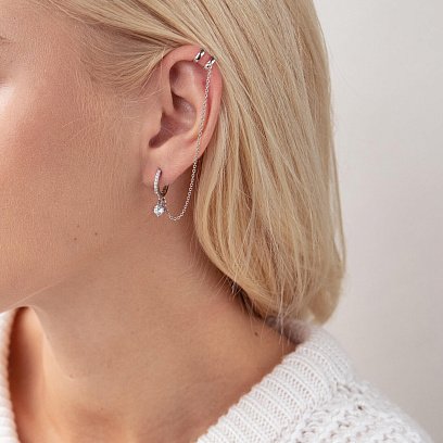 Серебряная серьга - каффа с фианитами 4998