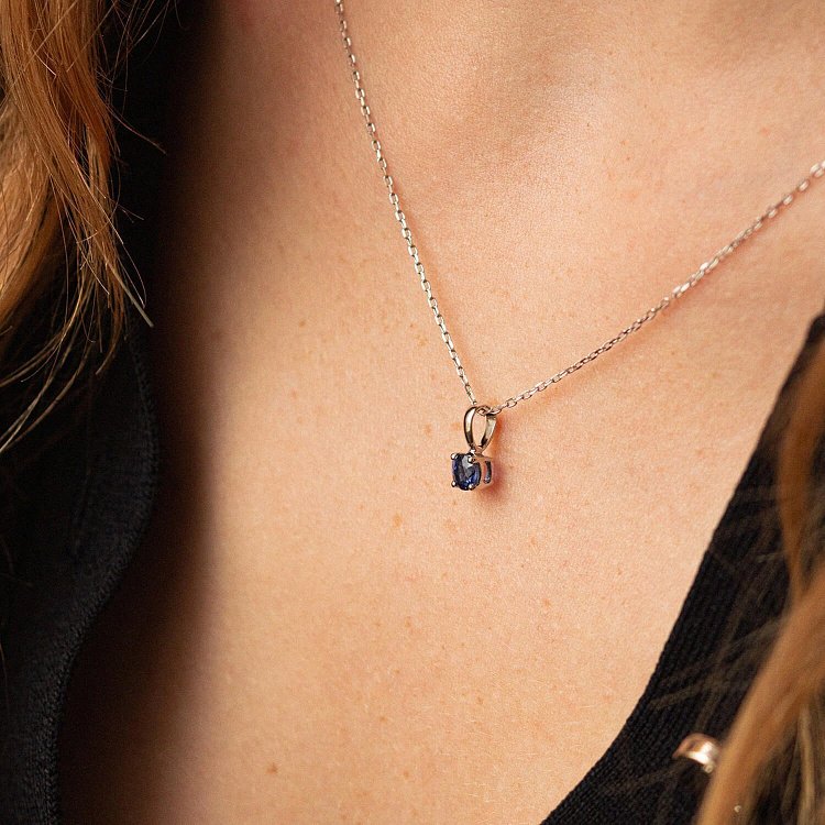 Золотой кулон с сапфиром пб0082gl от ювелирного магазина Оникс - 3