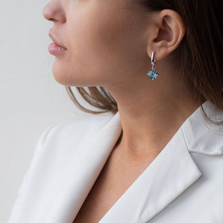 Срібні сережки "Захоплення" (шт. топаз) 122857 від ювелірного магазину Онікс - 3