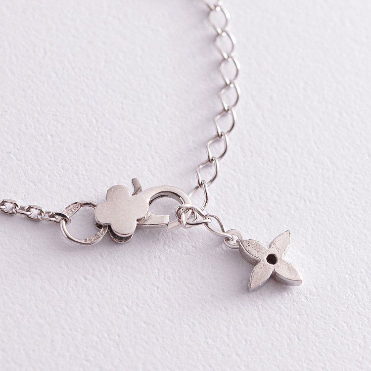 Срібний браслет "Конюшина" з фіанітом 4173р-CZ від ювелірного магазину Онікс - 2