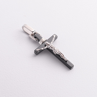 Хрестик "Розп'яття. INRI" (кераміка, срібло) 1785ч