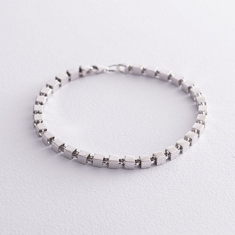Браслет "Кубики" в белом золоте б04377 от ювелирного магазина Оникс