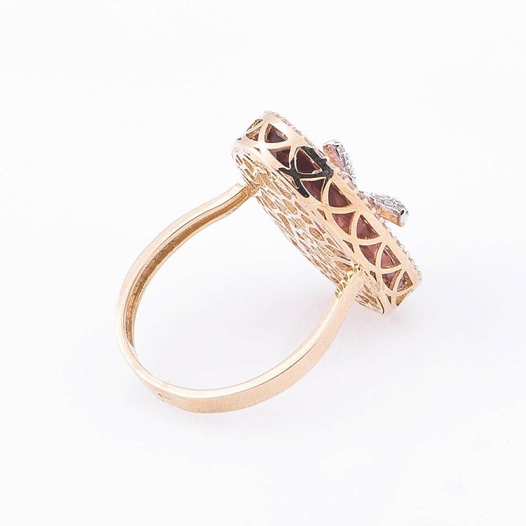 Золотое кольцо "Бабочка" с фианитами к03888 от ювелирного магазина Оникс - 2