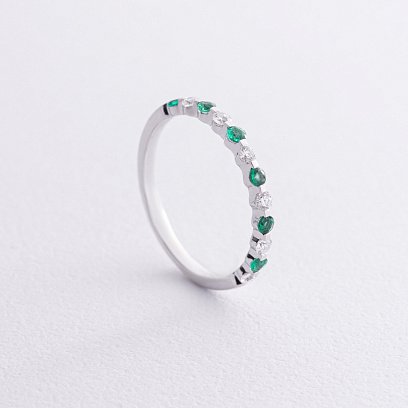 Золота каблучка зі смарагдами і діамантами кб0539cha