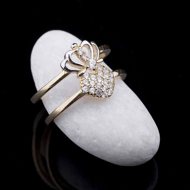 Ексклюзивна золота каблучка з фіанітами к03639 від ювелірного магазину Онікс