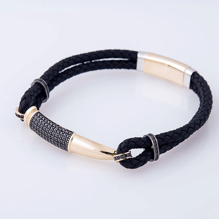 Каучуковый браслет в золоте "Патрон" с фианитами б02349 от ювелирного магазина Оникс