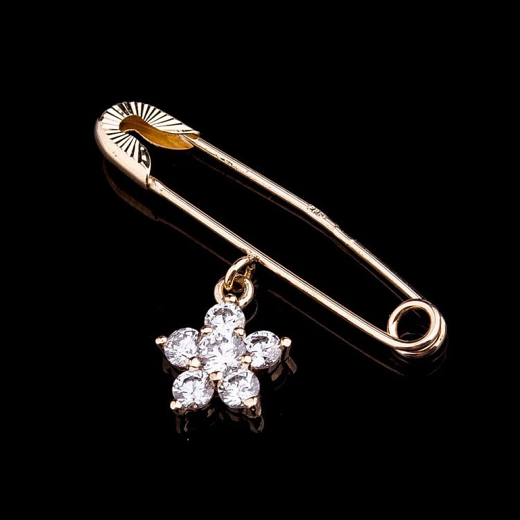 Золотая булавка "Цветочек" (фианиты) зак00220 - 1 Золотая булавка "Цветочек" (фианиты) зак00220 от ювелирного магазина Оникс - 1