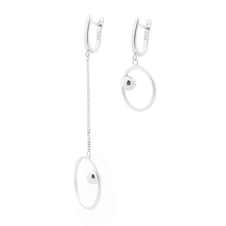 Срібні сережки "Кружечка з кульками" 122315 від ювелірного магазину Онікс - 1