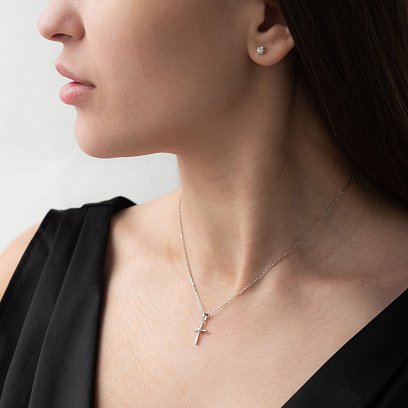 Золотий хрестик з діамантом пб0232ri №2