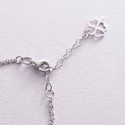 Браслет "Конюшина" з білого золота (перламутр) б04907 №5