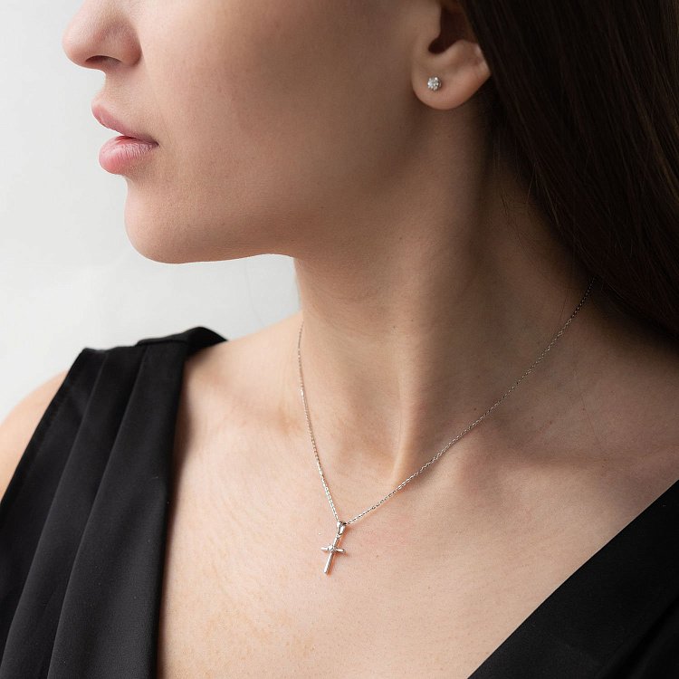 Золотий хрестик з діамантом пб0232ri від ювелірного магазину Онікс - 1