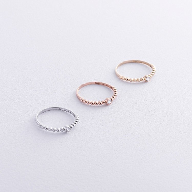 Каблучка "Stephanie" з фіанітом (жовте золото) к07970 від ювелірного магазину Онікс - 5