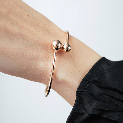 Жесткий браслет "Шарики" в красном золоте б05535 №6