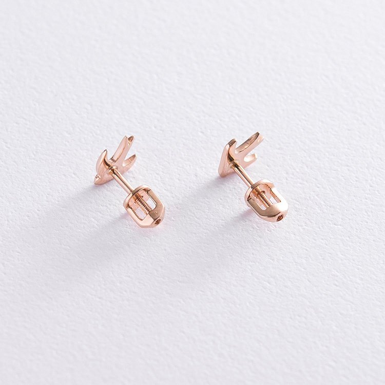 Серьги - пусеты "Маленькие ласточки" в красном золоте с06926 от ювелирного магазина Оникс - 2