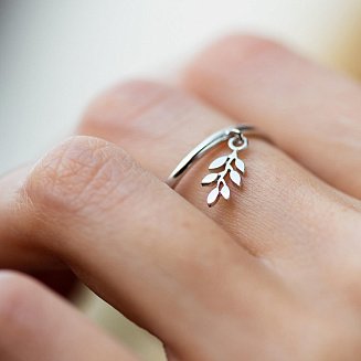 Кольцо "Веточка" (белое золото) к07967 №3