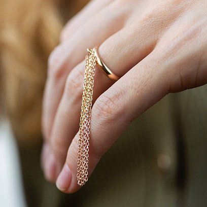 Кольцо с цепочками (красное золото) к07623 №4