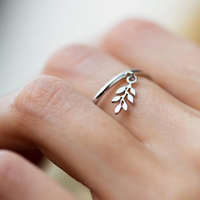 Кольцо "Веточка" (белое золото) к07967 №3