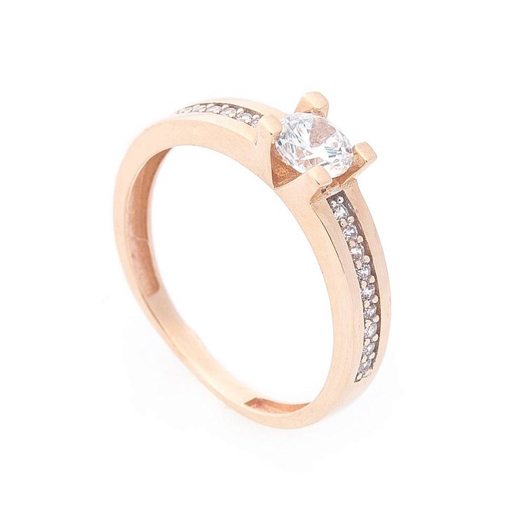 Золота заручальна каблучка з фіанітами к04608 від ювелірного магазину Онікс