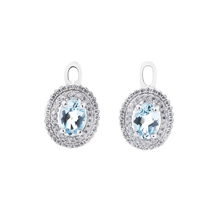 Жіночі сережки з блакитним топазом (фіаніти) 121349 від ювелірного магазину Онікс