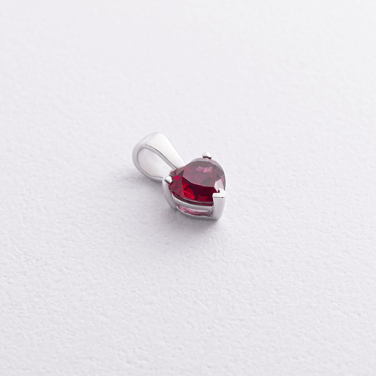 Серебряный кулон "Сердечко" (синт. рубин) 3018/1р-HRUB от ювелирного магазина Оникс