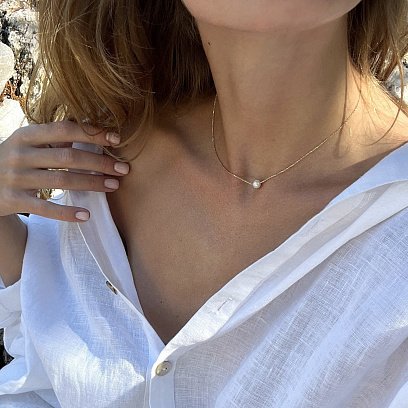 Колье "Жемчужина на цепочке" (желтое золото) кол02273 №8