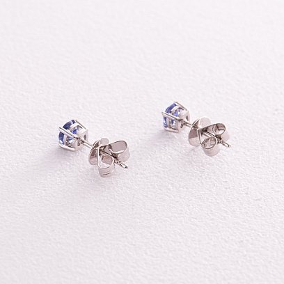 Золоті сережки - пусети з танзанітами сб0419gl №5