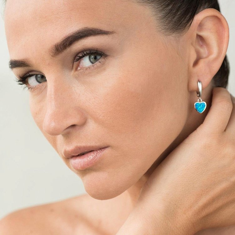 Серебряные серьги "Сердечки" (эмаль) 122198 от ювелирного магазина Оникс - 3