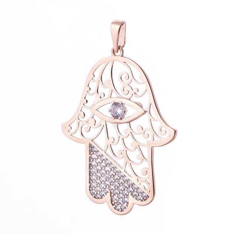 Золота підвіска "Хамса" з фіанітами п02772 від ювелірного магазину Онікс