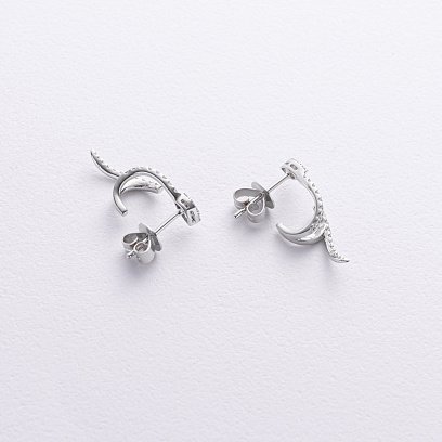 Золоті сережки - пусети "Змії" з діамантами сб0578ca №6