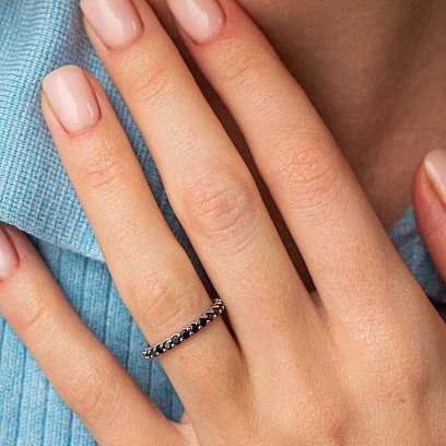 Серебряное кольцо с черными фианитами 1261 №4