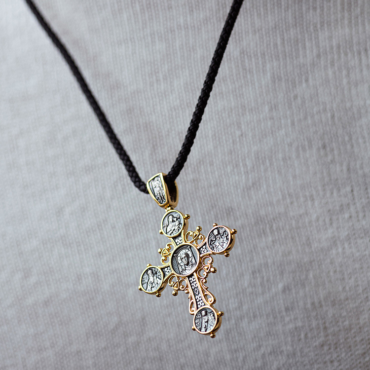 Серебряный крест с позолотой 131669 - 5 Серебряный крест с позолотой 131669 от ювелирного магазина Оникс - 5