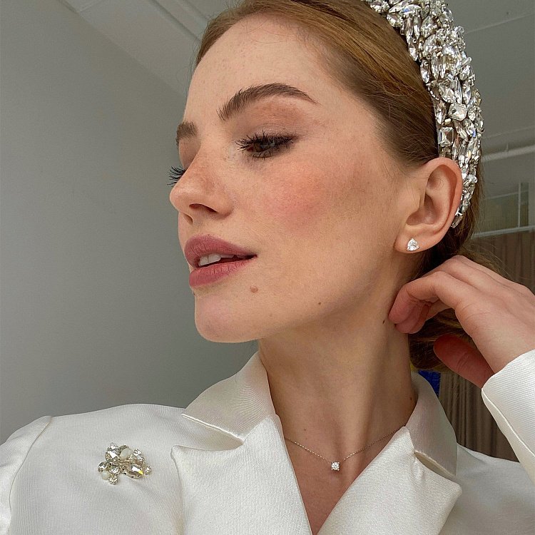 Серебряные серьги - пусеты "Треугольники" (фианит) 12659 от ювелирного магазина Оникс - 1