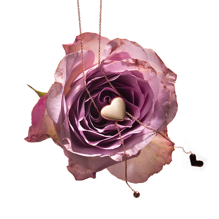 Колье - галстук "Сердечко" в красном золоте (регулируемая длина) 860609 от ювелирного магазина Оникс - 1